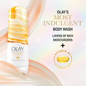 Olay Indulgent Moisture Body Wash creamy lather on skin