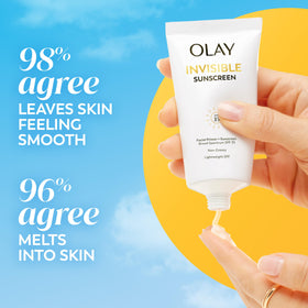 Olay Invisible Sunscreen SPF 35 in bathroom setting