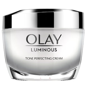 Olay Luminous Tone Perfecting Cream front view with packaging