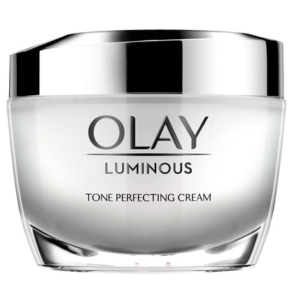Olay Luminous Tone Perfecting Cream front view with packaging