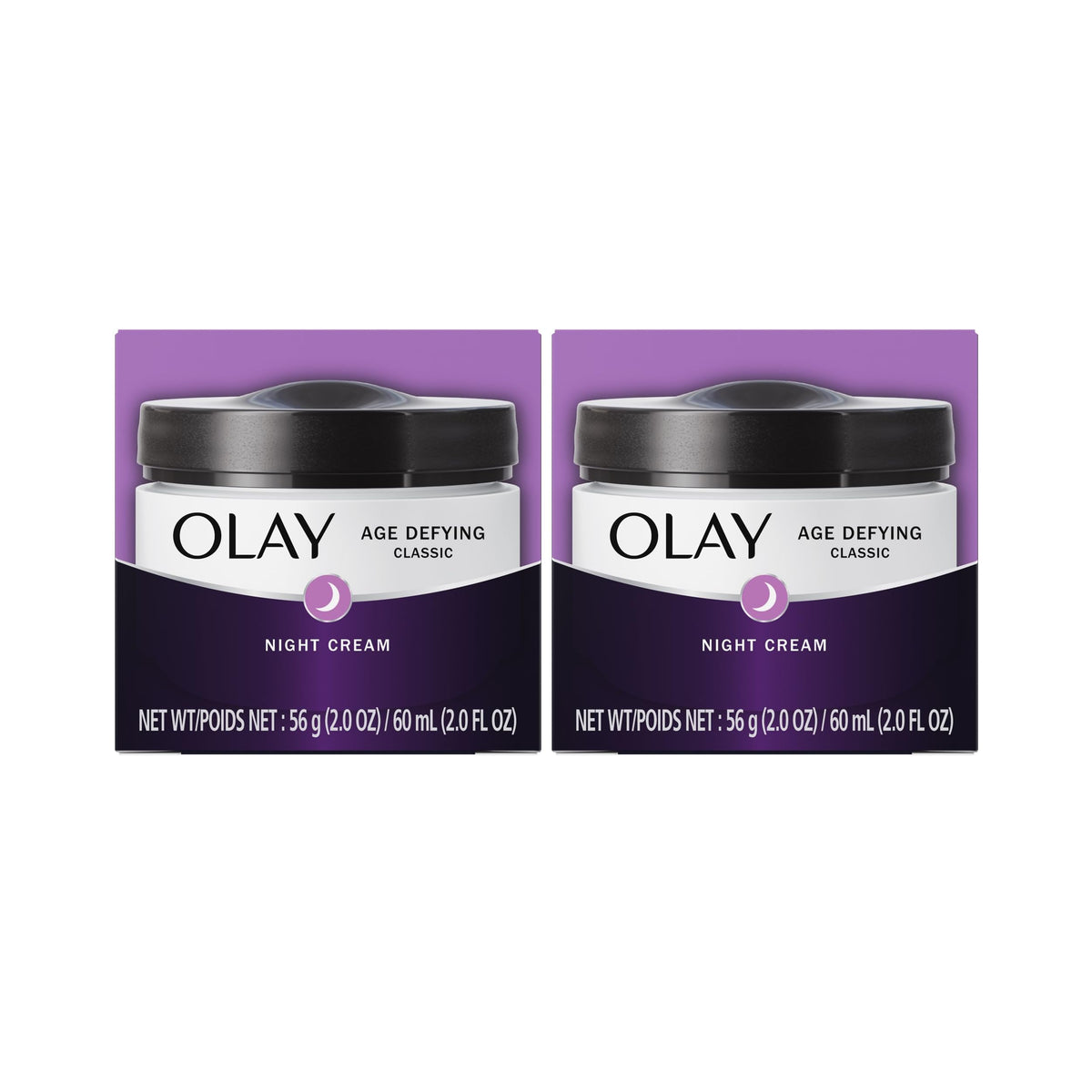 Olay Night Cream Pack of 2 front view with product details