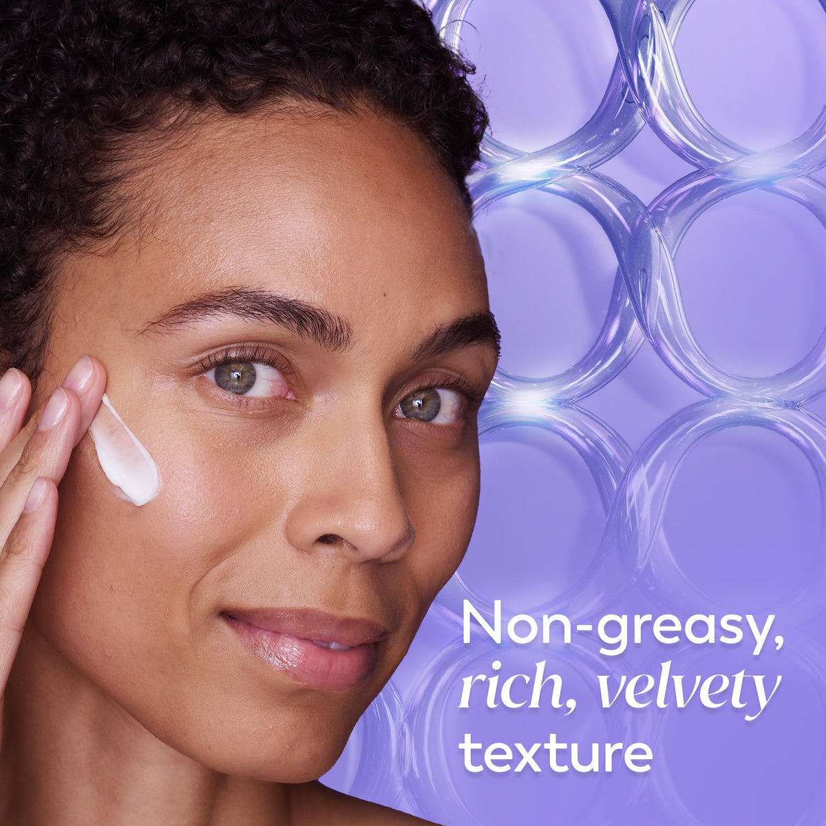 Olay Night Recovery Cream application on the face