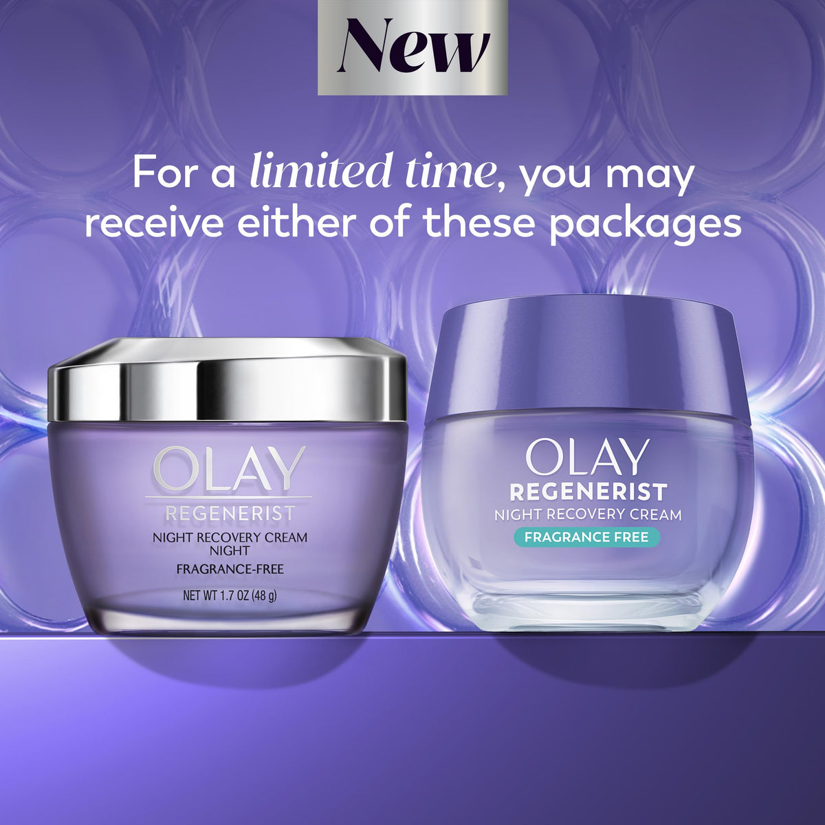 Olay Night Recovery Cream texture close-up on a hand
