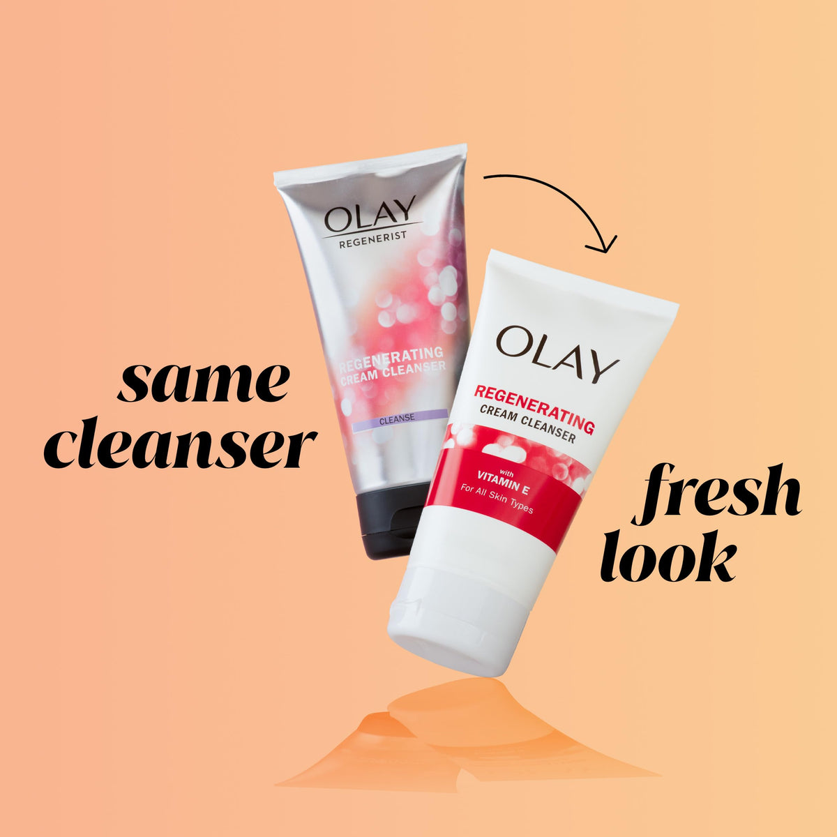 Olay Regenerist Cream Cleanser side view showing texture