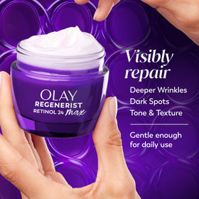 Olay Retinol Night Cream MAX application on skin