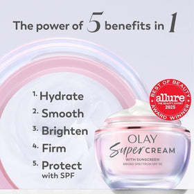 Olay Super Cream SPF 30 side view with packaging