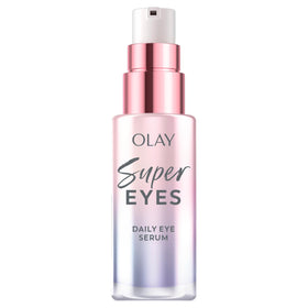 Olay Super Eye Serum front view with glass pump bottle