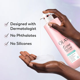 Olay Super Serum Body Wash with floral background