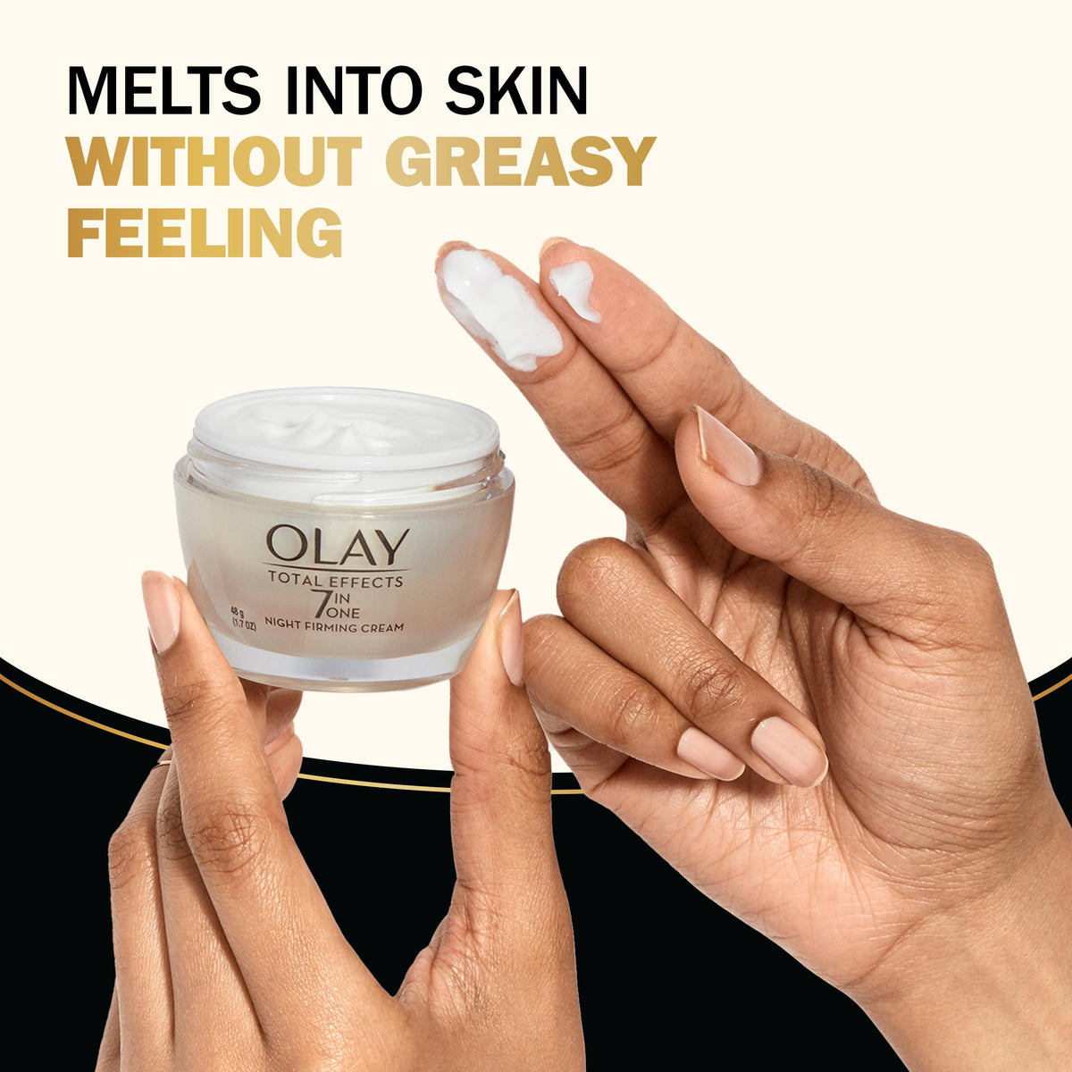 Olay Total Effects Night Firming Cream 1.7 oz with nightstand setup