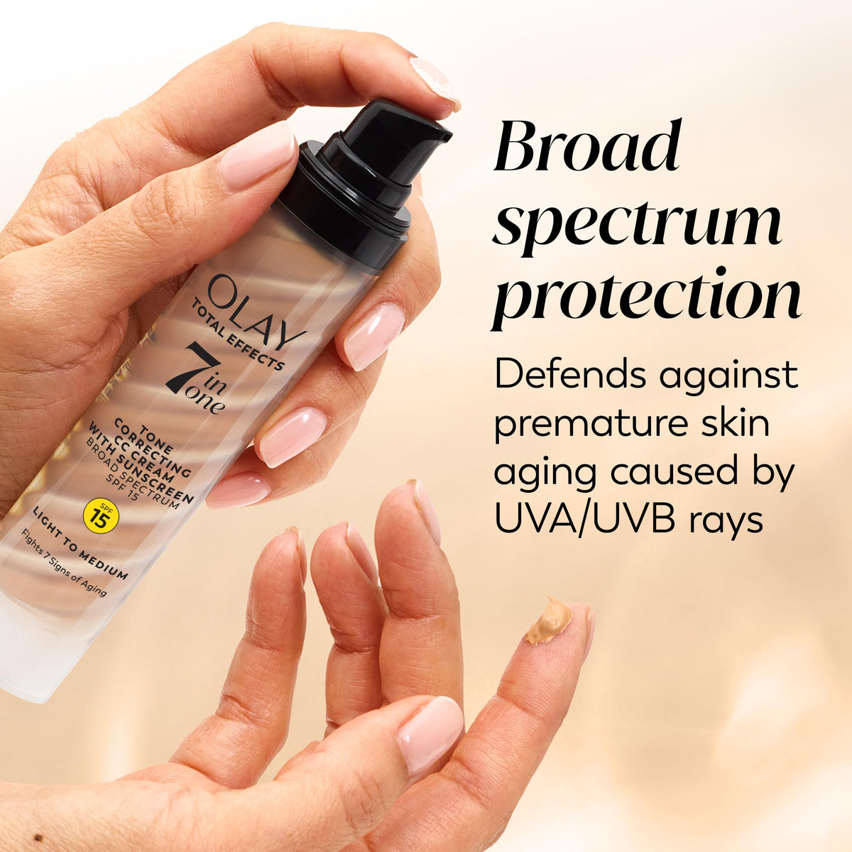 Olay Total Effects Tone Correcting Face Moisturizer application on face