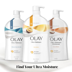 Olay Ultra Moisture Body Wash in shower setting