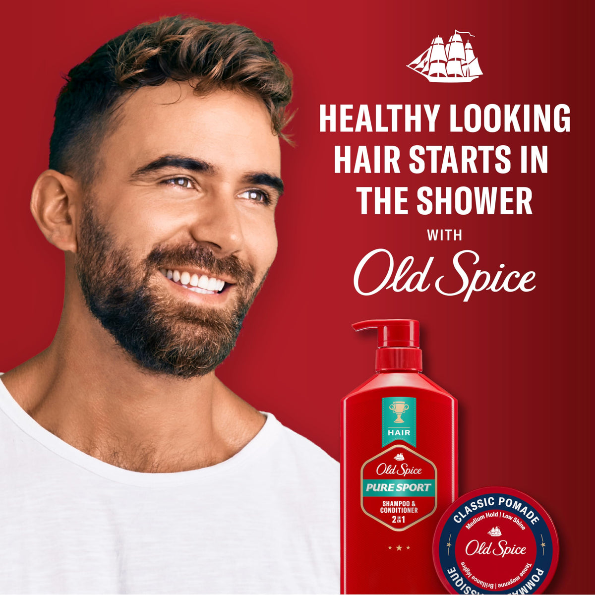 Old Spice 2-in-1 Shampoo and Conditioner Set, Pure Sport with fresh lemon-lime