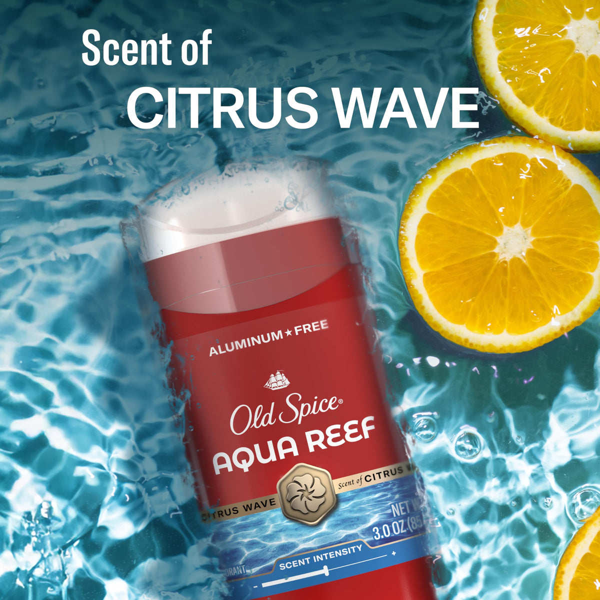 Old Spice Aluminum Free Deodorant Aqua Reef 3.0 oz in hand