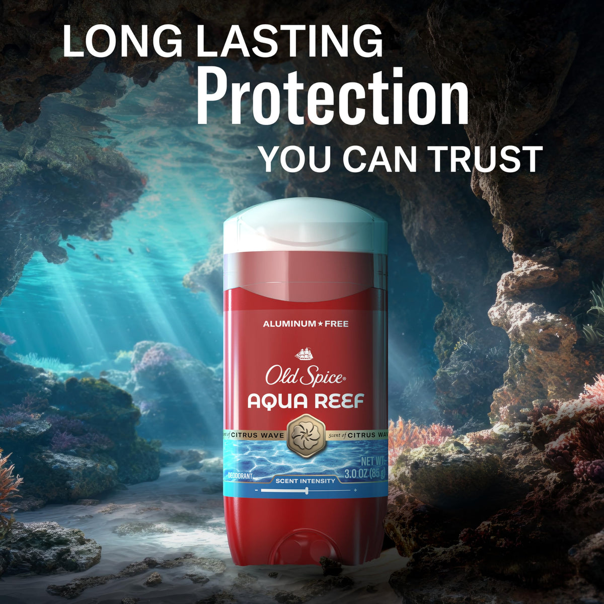 Old Spice Aluminum Free Deodorant Aqua Reef 3.0 oz with cap off
