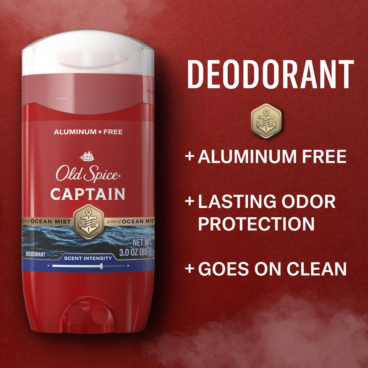 Old Spice Aluminum Free Deodorant Captain 3.0 oz side view