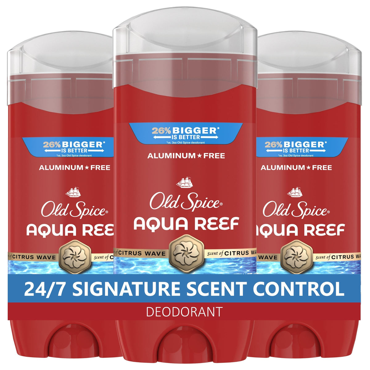 Old Spice Aqua Reef Deodorant 3-Pack front view