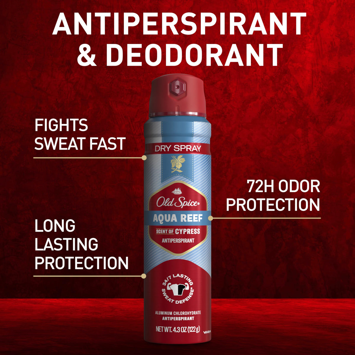 Old Spice Aqua Reef Dry Spray Antiperspirant side view