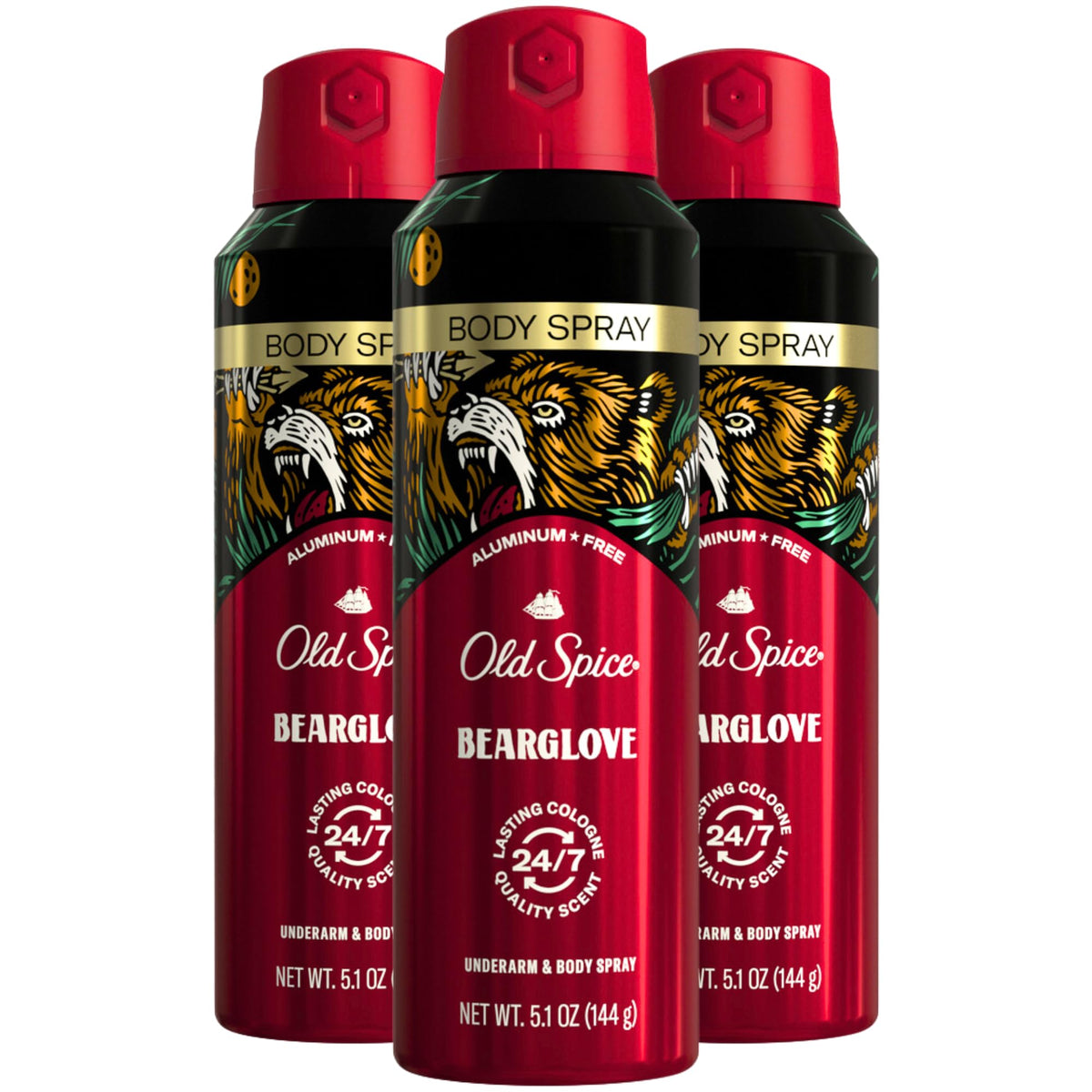 Old Spice Bearglove Body Spray front view, 5.1 oz