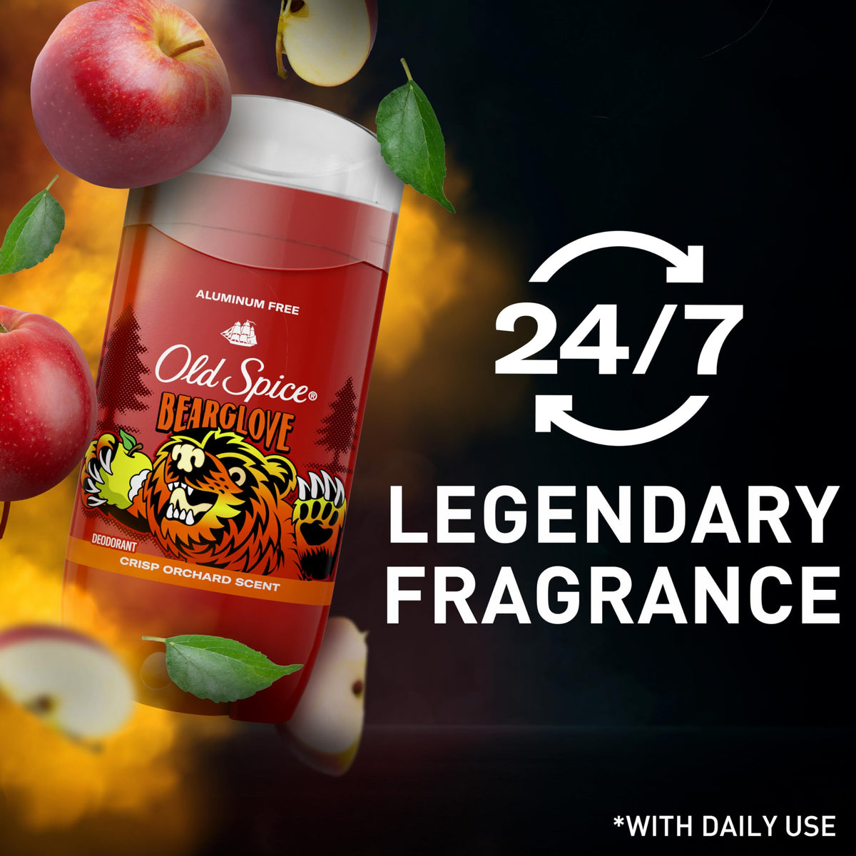 Old Spice Bearglove Deodorant showing clear application