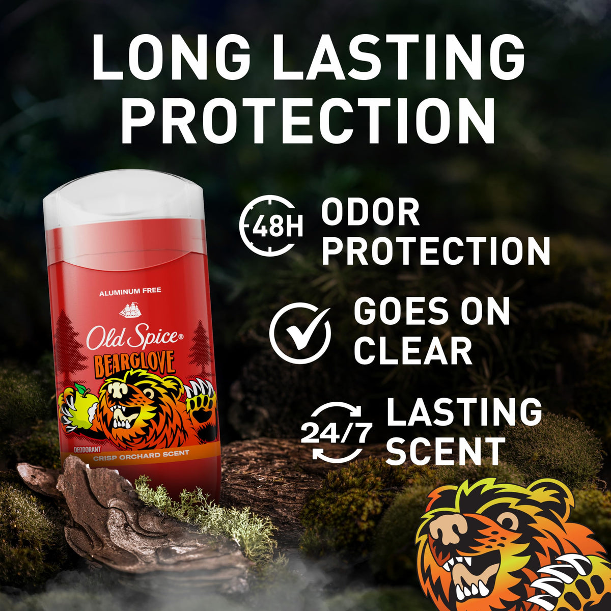 Old Spice Bearglove Deodorant side view showing packaging