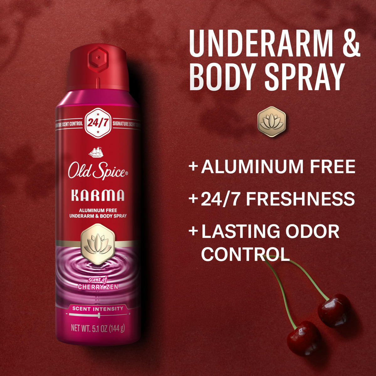 Old Spice Body Spray Karma Cherry Spice 5.1 oz back view