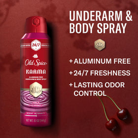 Old Spice Body Spray Karma Cherry Spice 5.1 oz back view