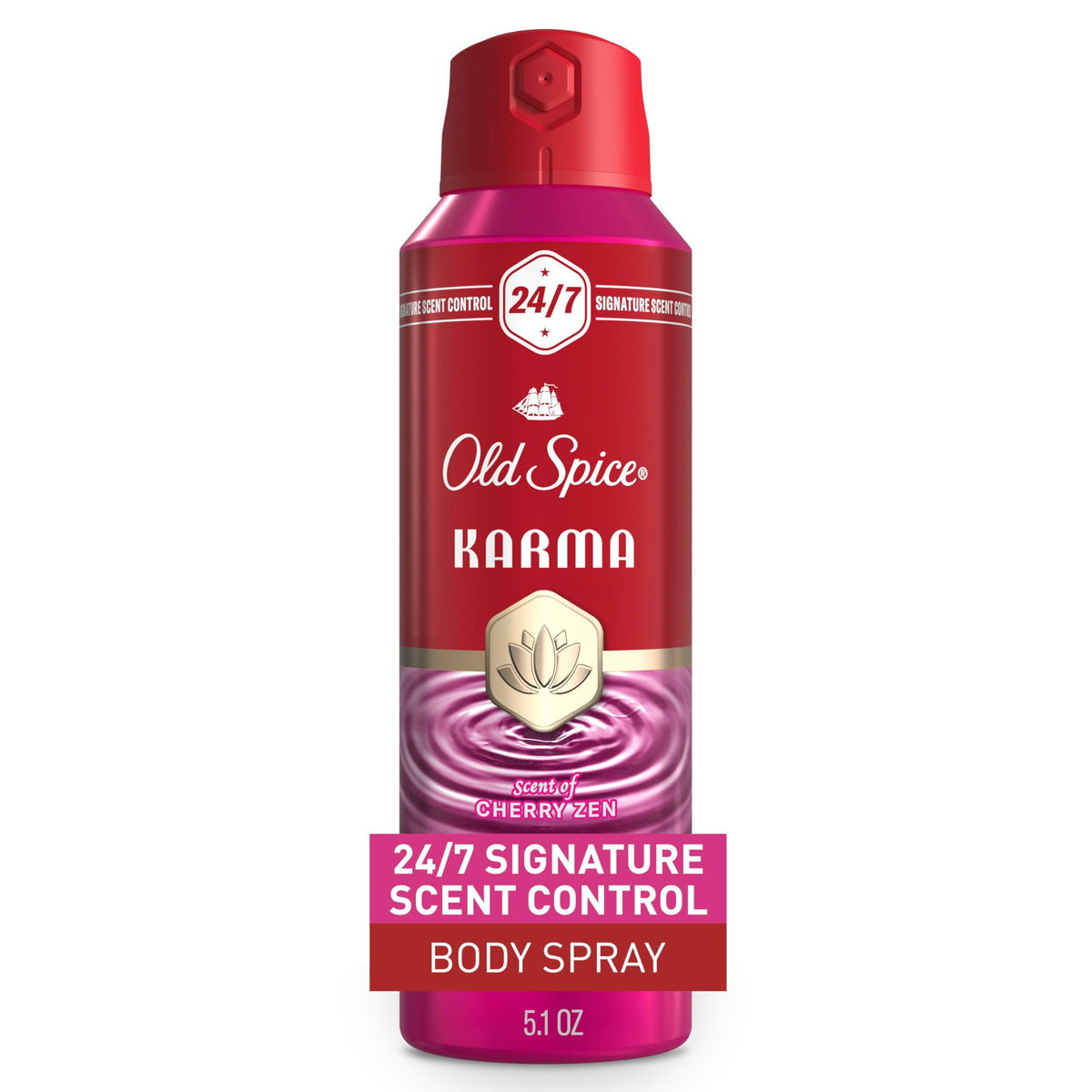 Old Spice Body Spray Karma Cherry Spice 5.1 oz front view