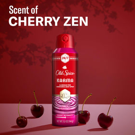 Old Spice Body Spray Karma Cherry Spice 5.1 oz packaging details