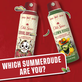Old Spice Body Spray Serial Griller displayed on a bathroom counter