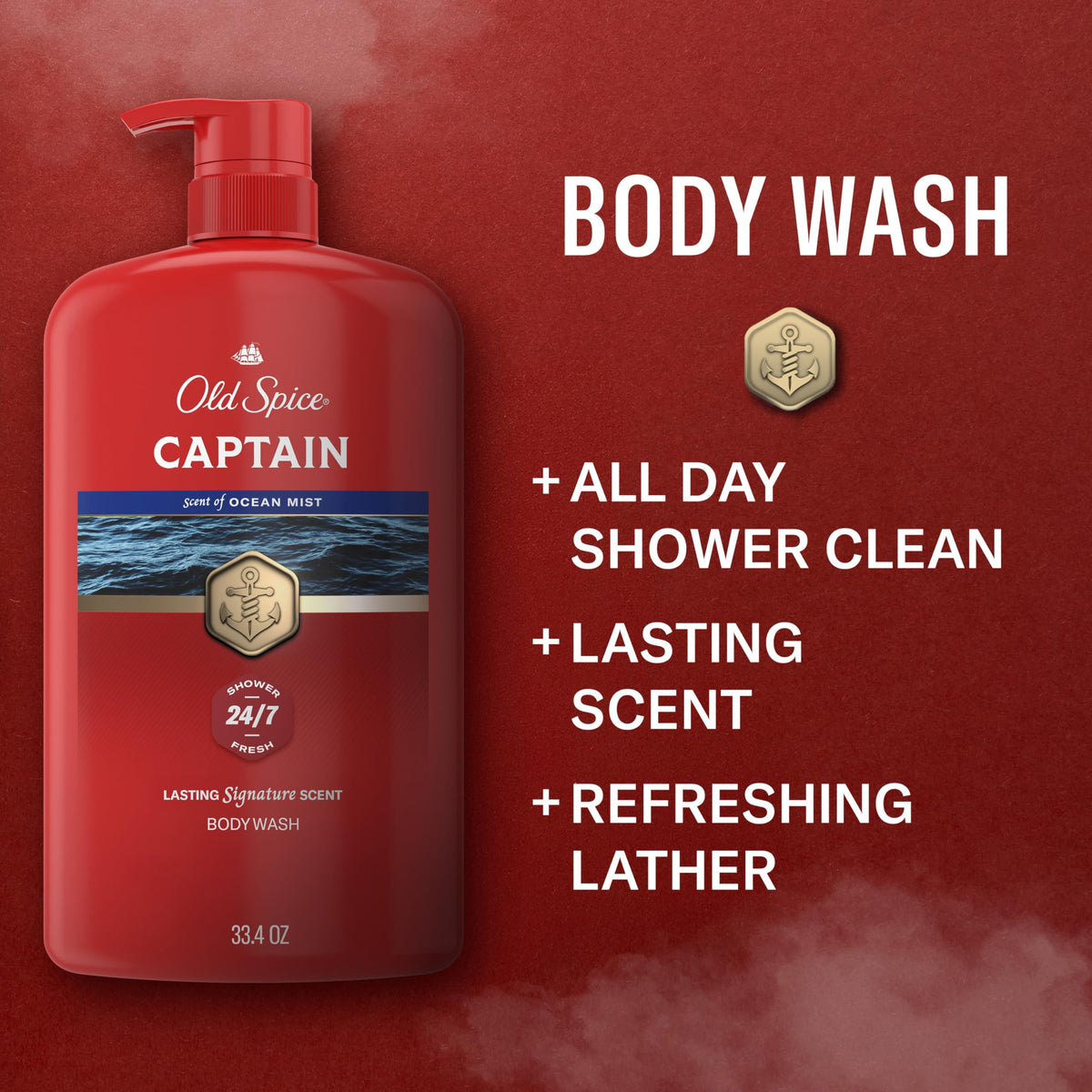 Old Spice body wash bottle with ocean mist scent