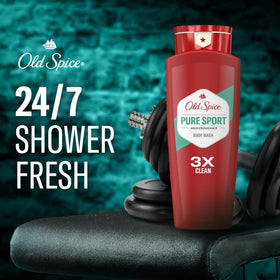 Old Spice body wash in shower setting with lather