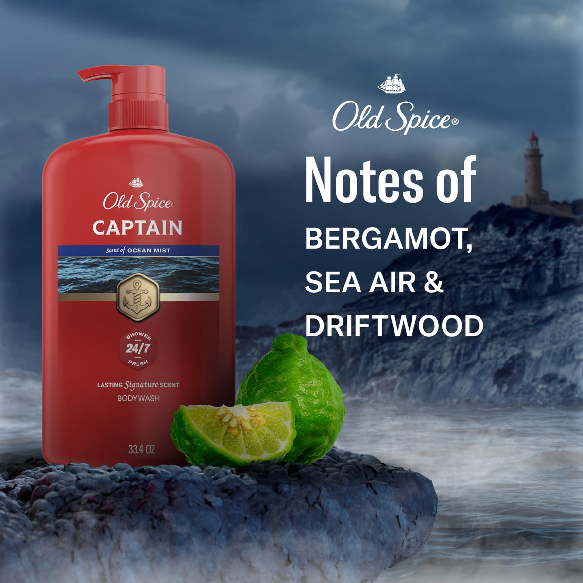 Old Spice body wash with other grooming products