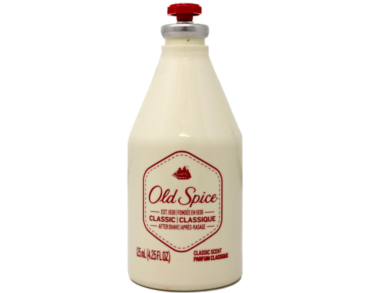 Old Spice Classic After Shave 4.25 oz bottle close-up of neck