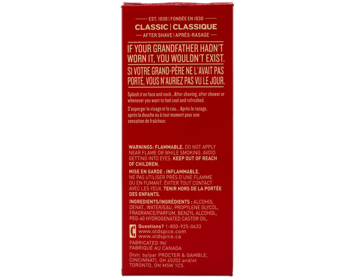 Old Spice Classic After Shave 4.25 oz bottle with splash application