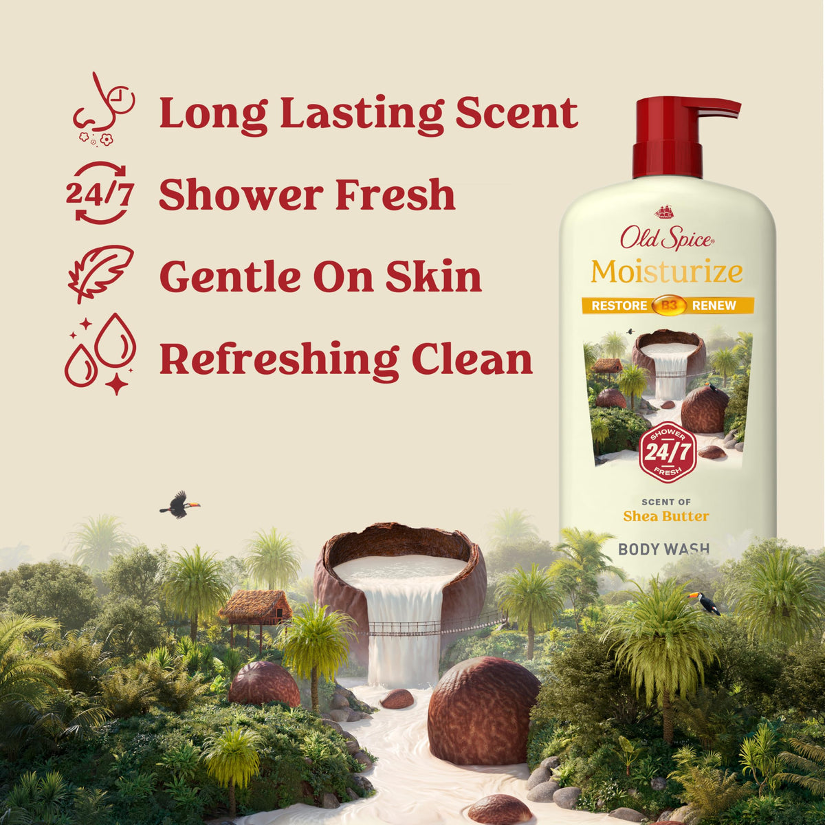 Old Spice Cleansing Body Wash 30 oz back view