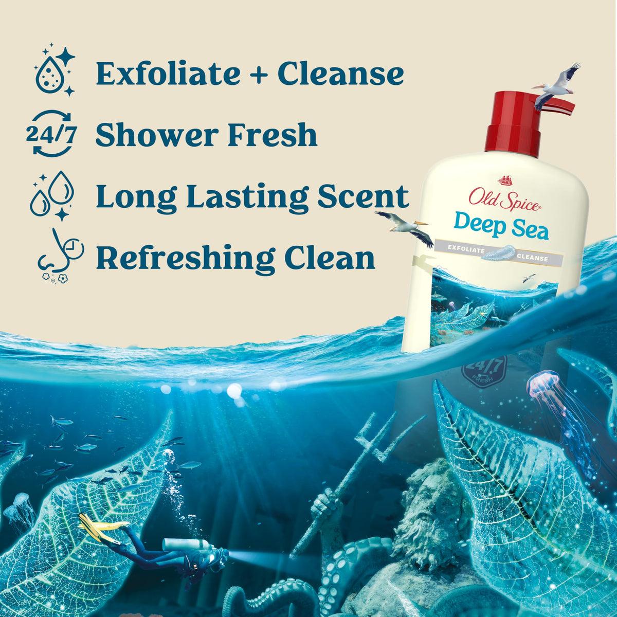 Old Spice Cleansing Body Wash 30 oz back view