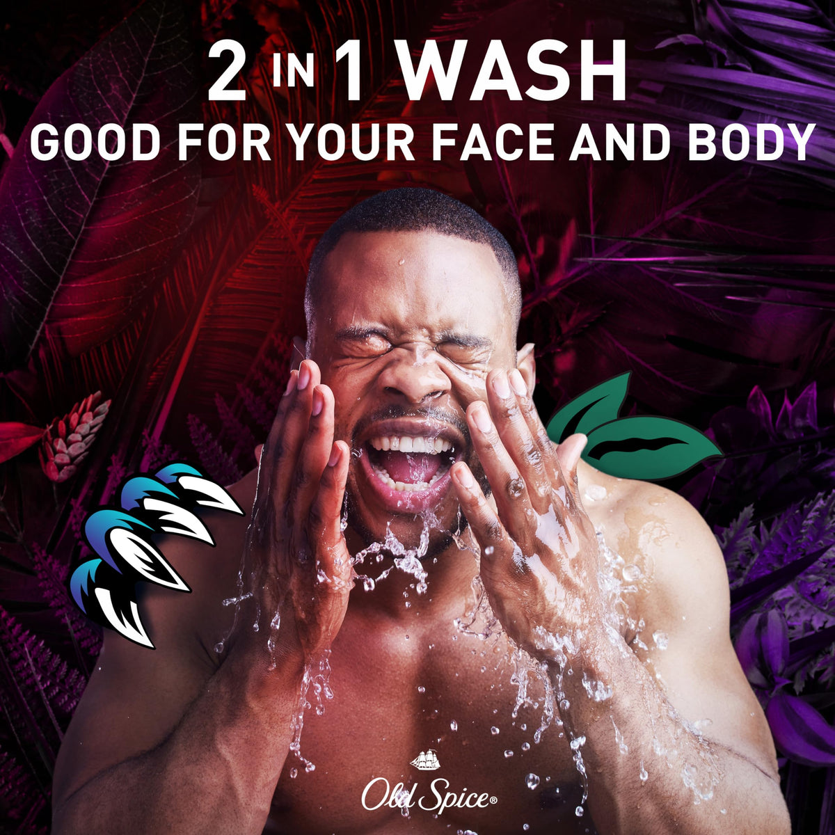 Old Spice Cleansing Body Wash in shower setting with water droplets