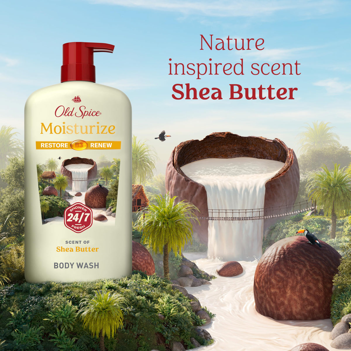 Old Spice Cleansing Body Wash with shea butter close-up
