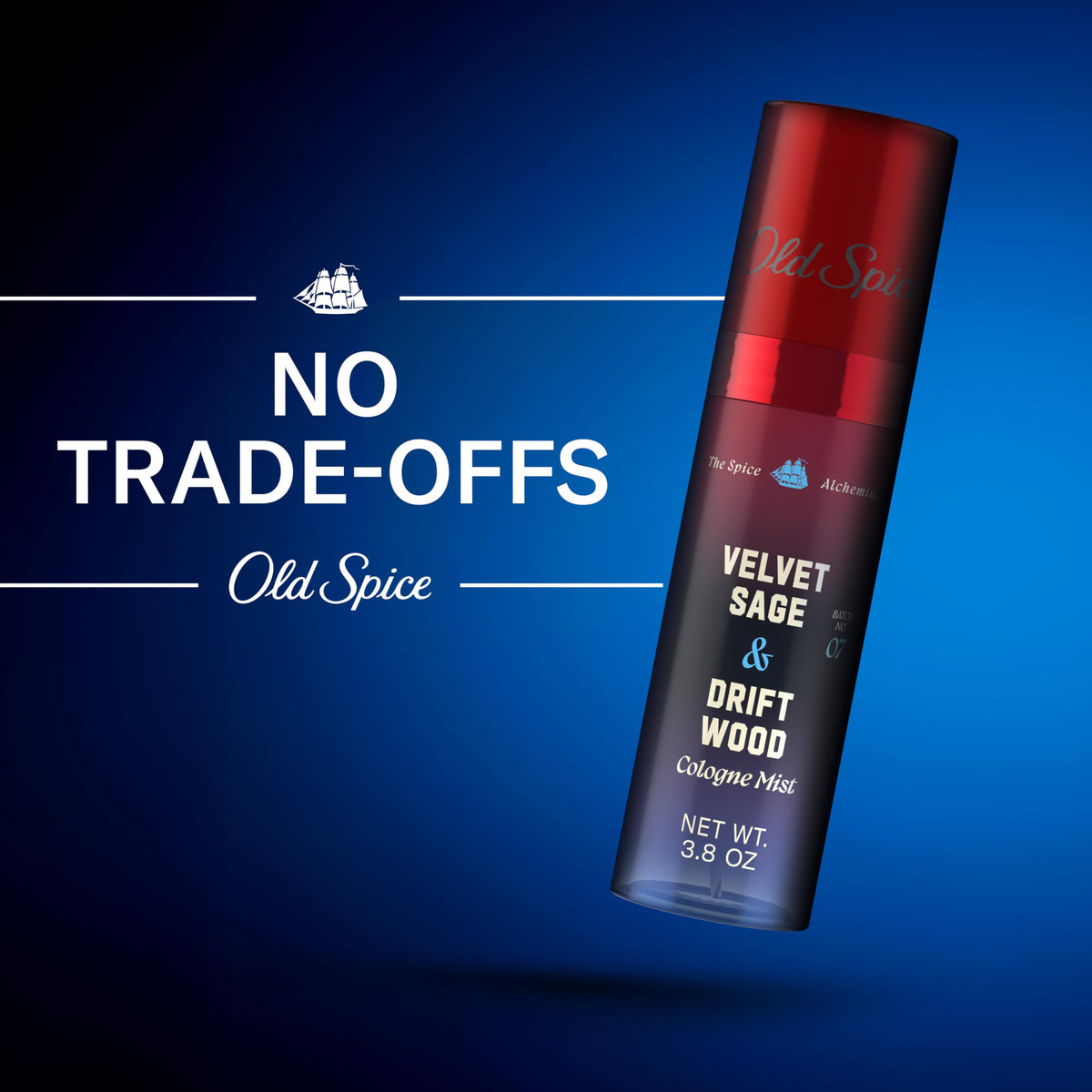 Old Spice Cologne Mist Velvet Sage + Driftwood on a bathroom shelf