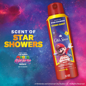 Old Spice Cosmic Quest Deodorant Body Spray with Super Mario Galaxy Movie branding