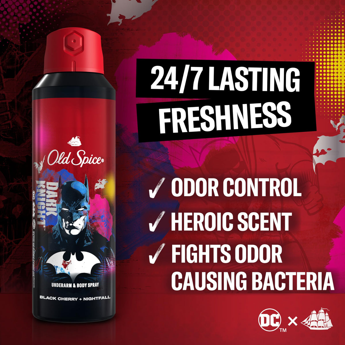 Old Spice deodorant bottle showing Black Cherry and Nightfall scent