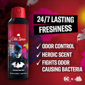Old Spice deodorant bottle showing Black Cherry and Nightfall scent