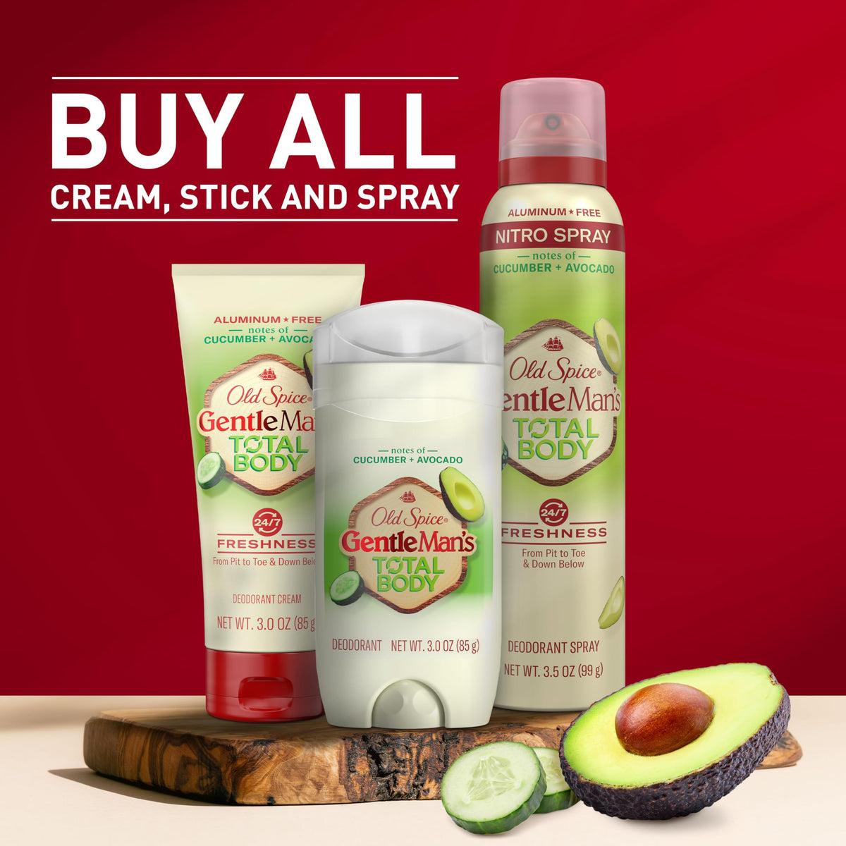 Old Spice deodorant can with cucumber and avocado graphic