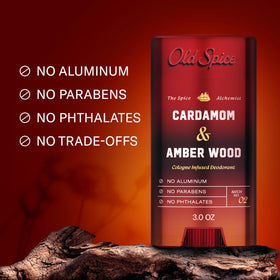 Old Spice Deodorant Cardamom and Amber Wood scent close-up