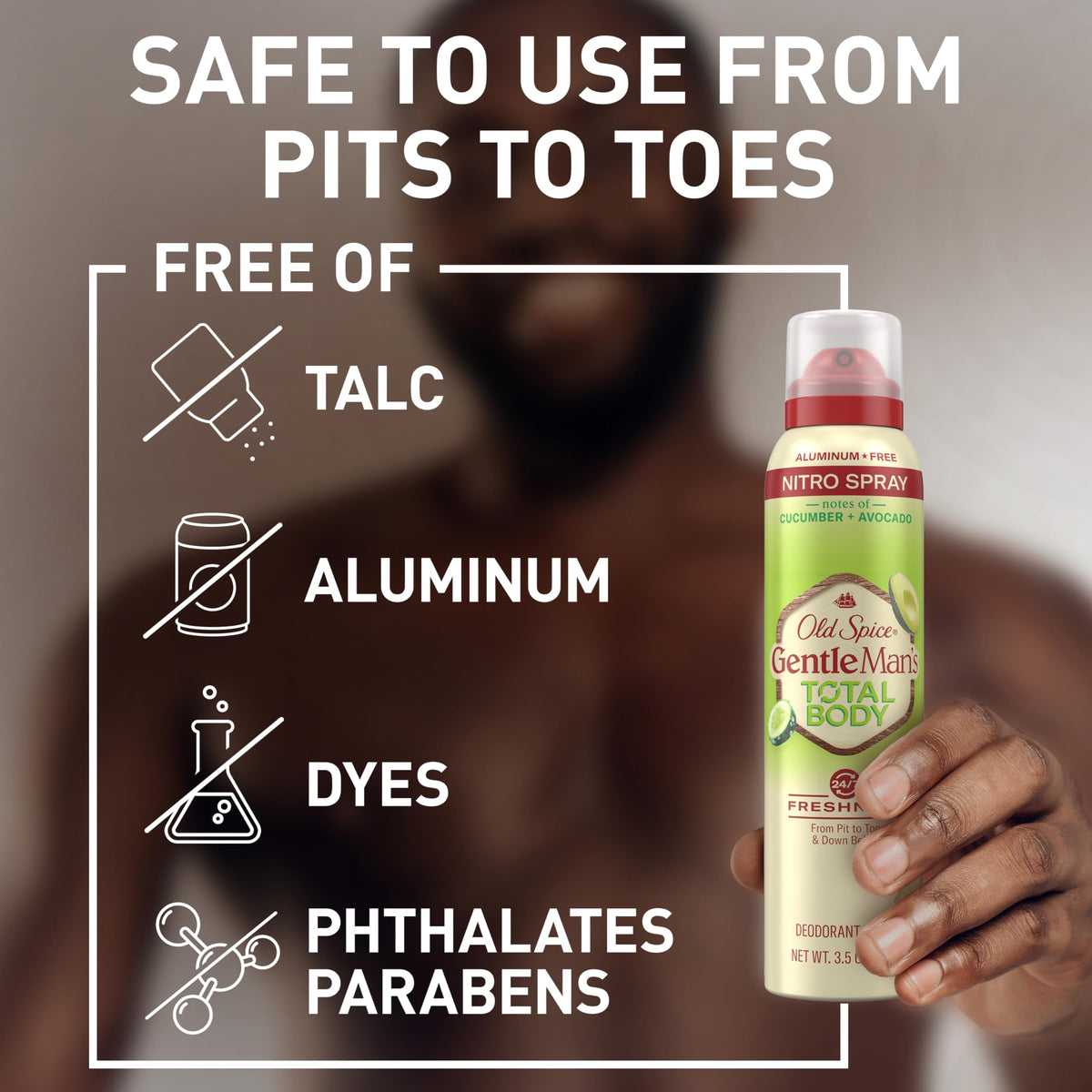Old Spice deodorant in hand, ready for application