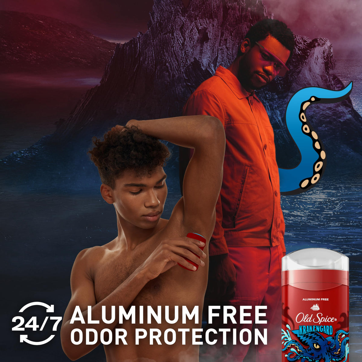 Old Spice deodorant packaging featuring deep ocean scent
