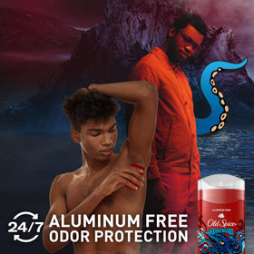 Old Spice deodorant packaging featuring deep ocean scent