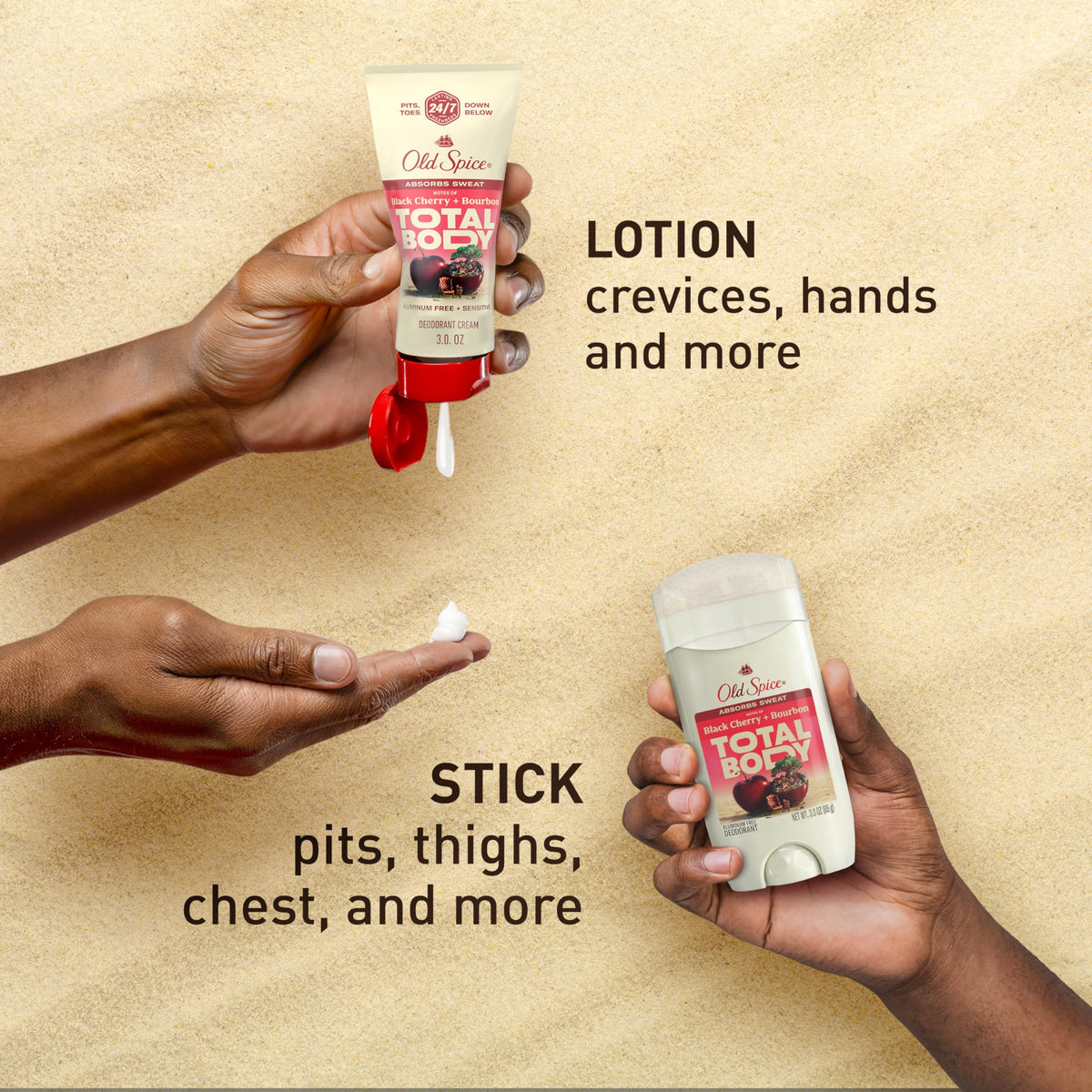 Old Spice deodorant stick with Vanilla + Shea scent on a wooden table