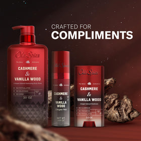 Old Spice deodorant with a lifestyle scene in a grooming setup