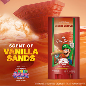 Old Spice Desert Detour Deodorant on a bathroom shelf